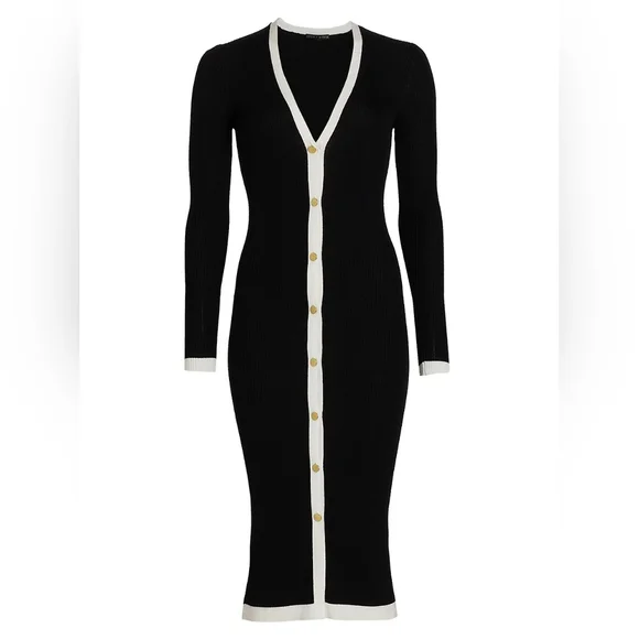 Alice + Olivia Alcina Rib-Knit Sweater Dress - Size XL - Picture 1 of 14